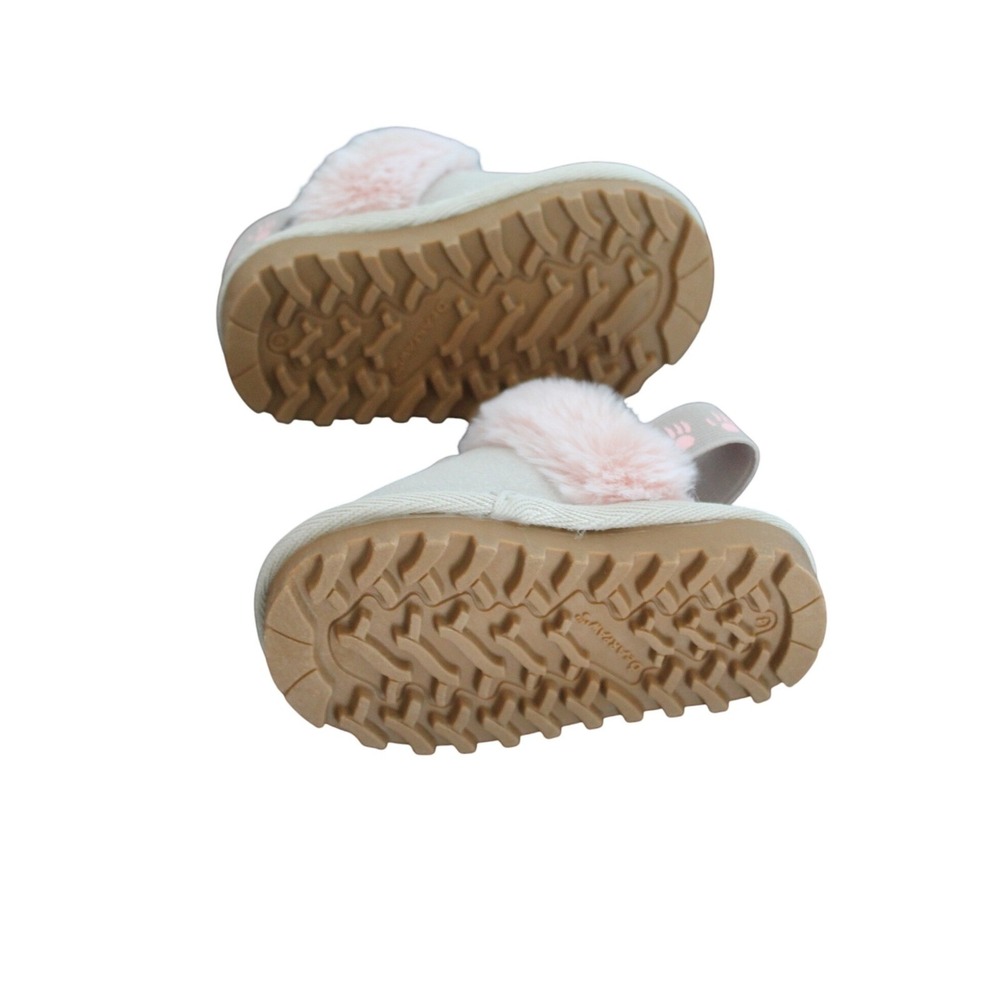 Bearpaw Infant Girls Slippers Size 4 9-12 M Gray Pink Glitter Real Leather New - Picture 5 of 8